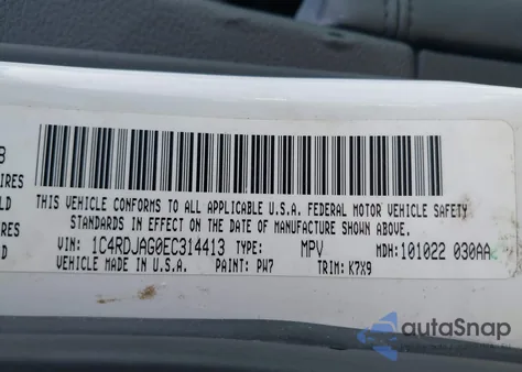 2014 Dodge Durango Sxt из США, поврежденный, VIN 1C4RDJAG0EC314413